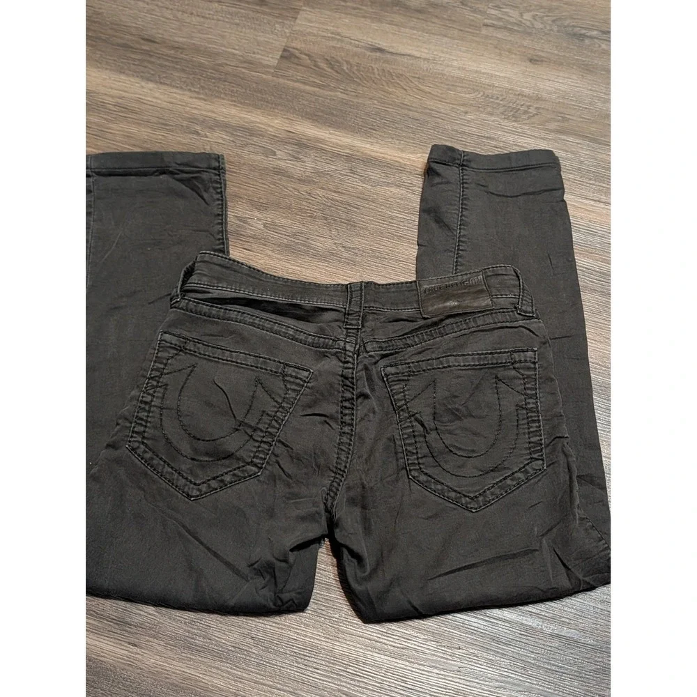 True Religion Geno Relaxed Slim Jeans Black Mens Size 29 Horseshoe Stitching